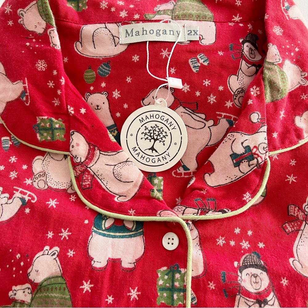 The Mahogany Store Polar Bear Flannel PJ Set New Size 2X - Picture 2 of 14
